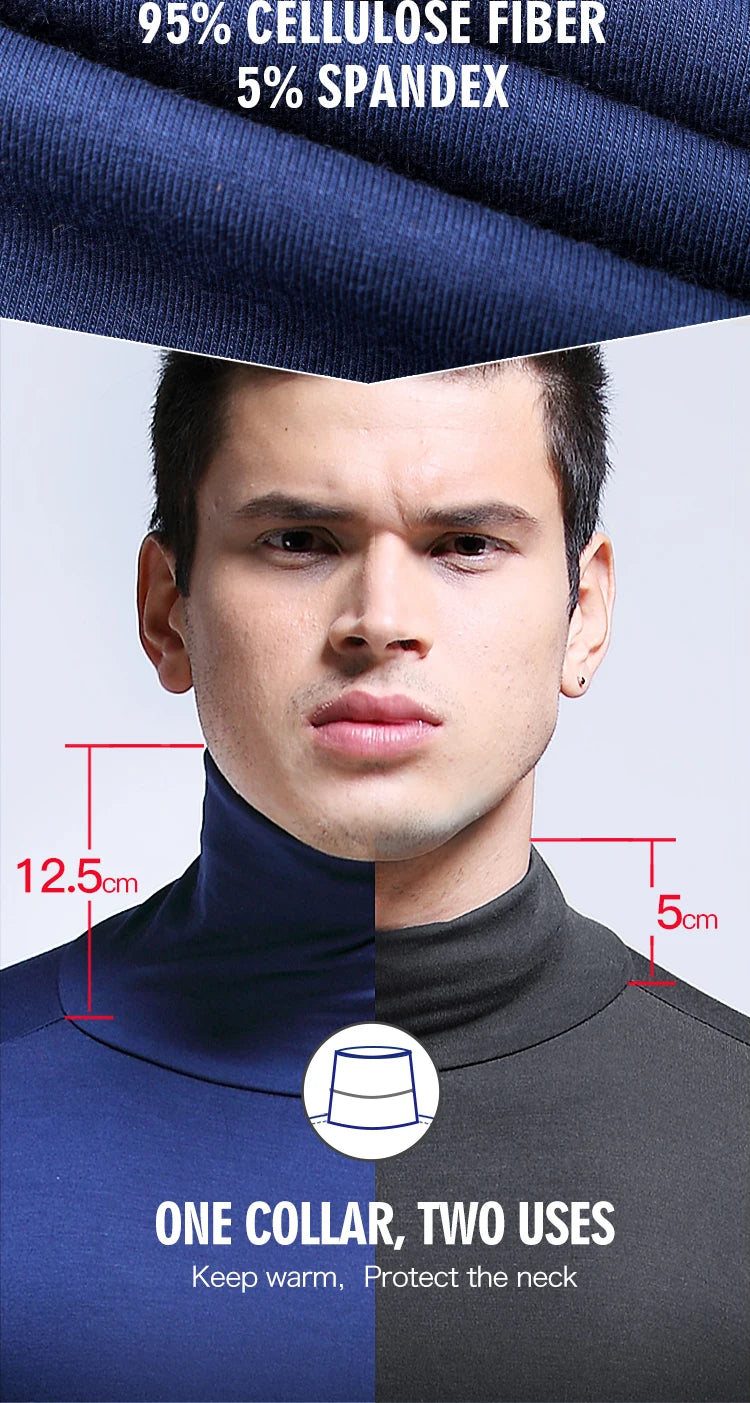 Men's thermal underwear in turtleneck lapel autumn thin Modal autumn and winter long-sleeved base shirt single slim-fit top