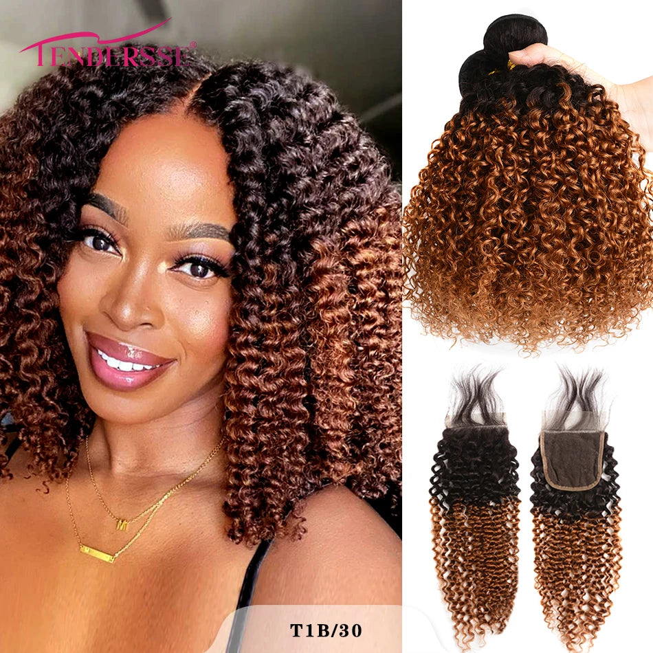 10A Mongolian Afro Kinky Curly Human Hair 2/3 Bundles with 4x4 Lace Closure 100% Unprocessed Virgin Kinky Curly Human Hair Weave