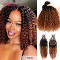 10A Mongolian Afro Kinky Curly Human Hair 2/3 Bundles with 4x4 Lace Closure 100% Unprocessed Virgin Kinky Curly Human Hair Weave