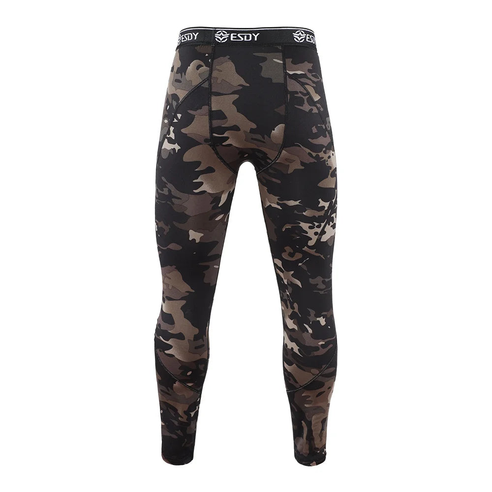 New Outdoor Sports Underwear Camo Training Long-Seeved Tops + Pants Suit Fitness Camping Army Hiking Hunting Underwear Clothes