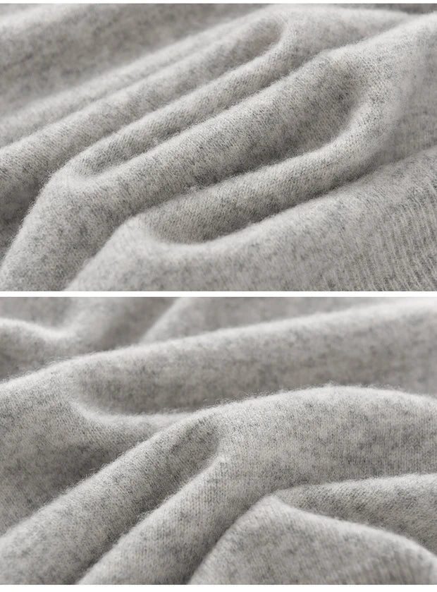 Men's Autumn Winter 100% Merino Wool Sweater Hooded Collar Knitted Pullover Cashmere Sweatshirt Casual Large Tops Long Sleeved