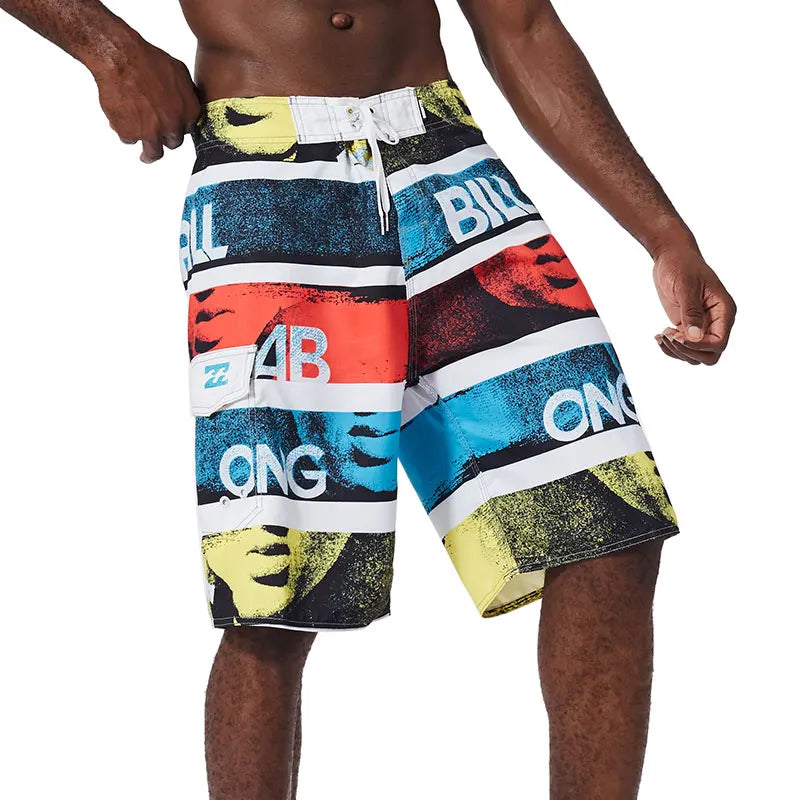 Quick Drying Beach Shorts for Men Surf Beach Shorts Fast Dry Swim Trunks with Bermuda, Fitness Muscle Short Pants, Summer, New,