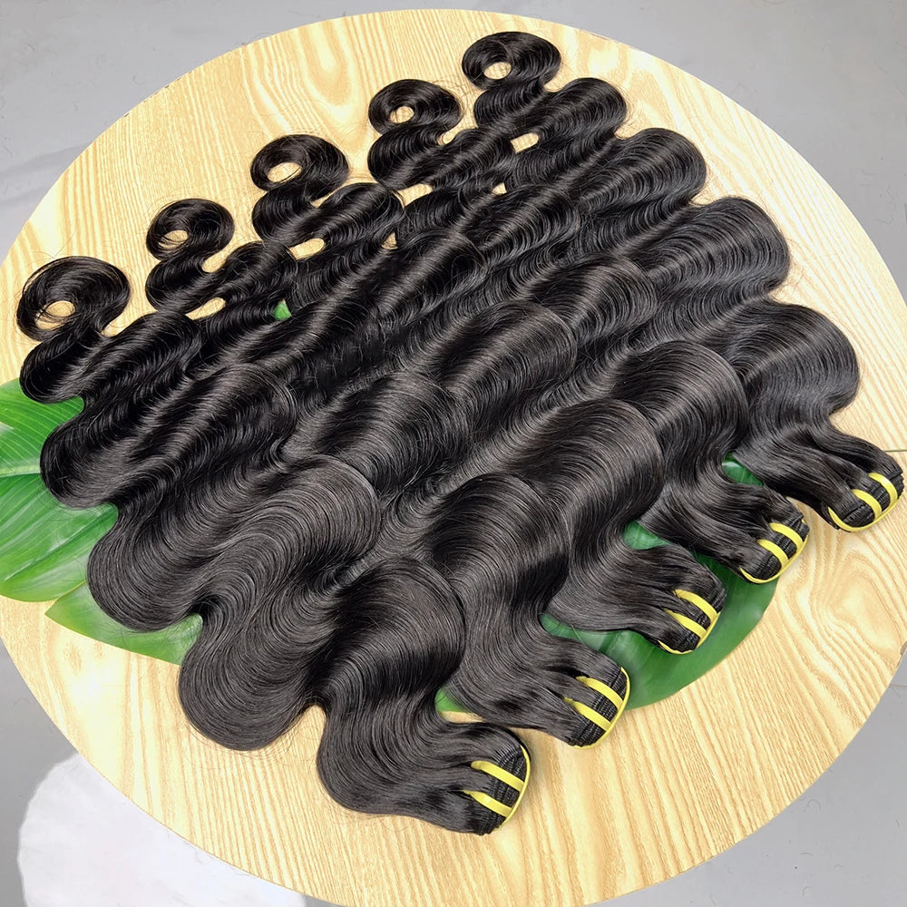 Body Wave Bundles 100% Unprocessed Raw Vietnamese Human Hair Wavy Curly Hair Weave Extensions Natural Black Color For Women