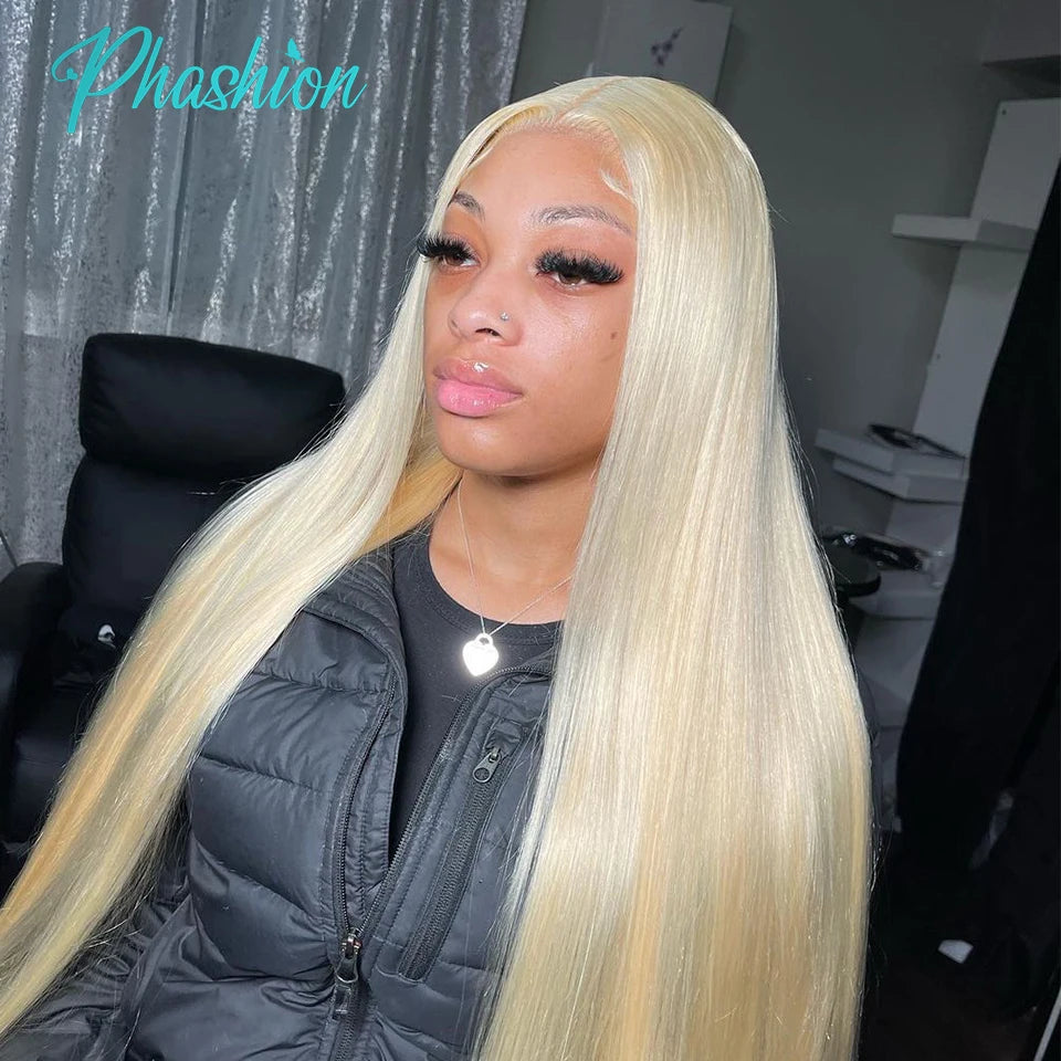 Phashion Blonde 5x5 Lace Closure 613 Straight 13x4 Lace Frontal Only Swiss Transparent Pre Plucked Brazilian Remy Human Hair