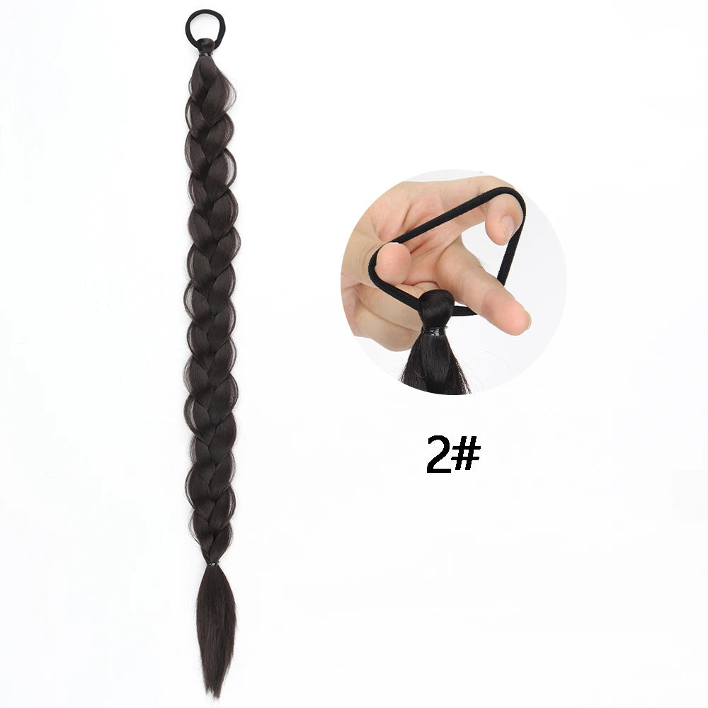 Synthetic Braided Ponytail Extensions Blonde Hairpiece Long Pony Tail With Hair Tie Rubber Band Hair Blonde For Women