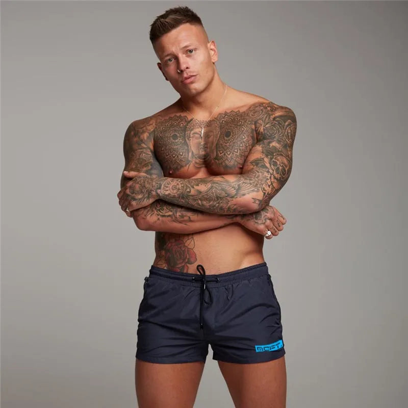 Men's Sports Running Fitness Casual Three-quarter Pants Summer Breathable Quick Dry Shorts Gym Bodybuilding Muscle Sweatpants