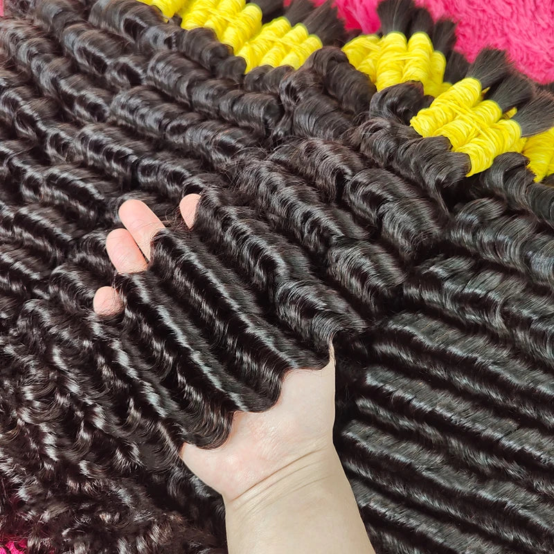Bulk Braiding Hair 100% Human hair Virgin Deep Wave Unprocessed No Weft Boho Braids Human Hair Bulk Extensions Brazilian Remy 1B