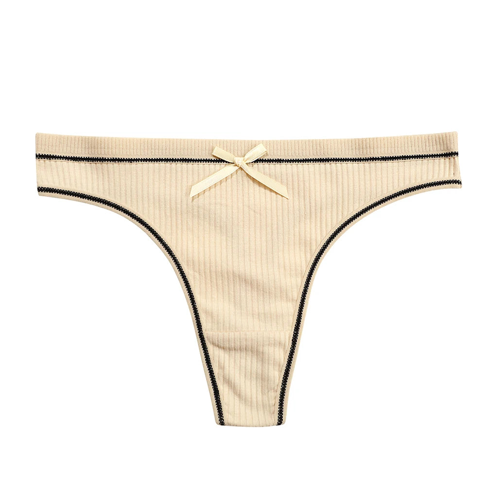 Women's Thong Sexy Panties Cotton Bow Tie Underpants Comfort Soft Intimates Lady Briefs Female Panty Lingerie Sexy Women