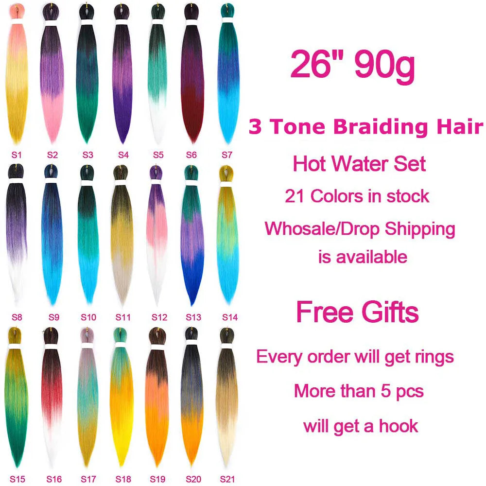 Easy Crochet Braids Ombre Hair Extensions Bundles Yaki Straight EZ Braiding Pre Stretched Synthetic Braid For African Women 6pcs