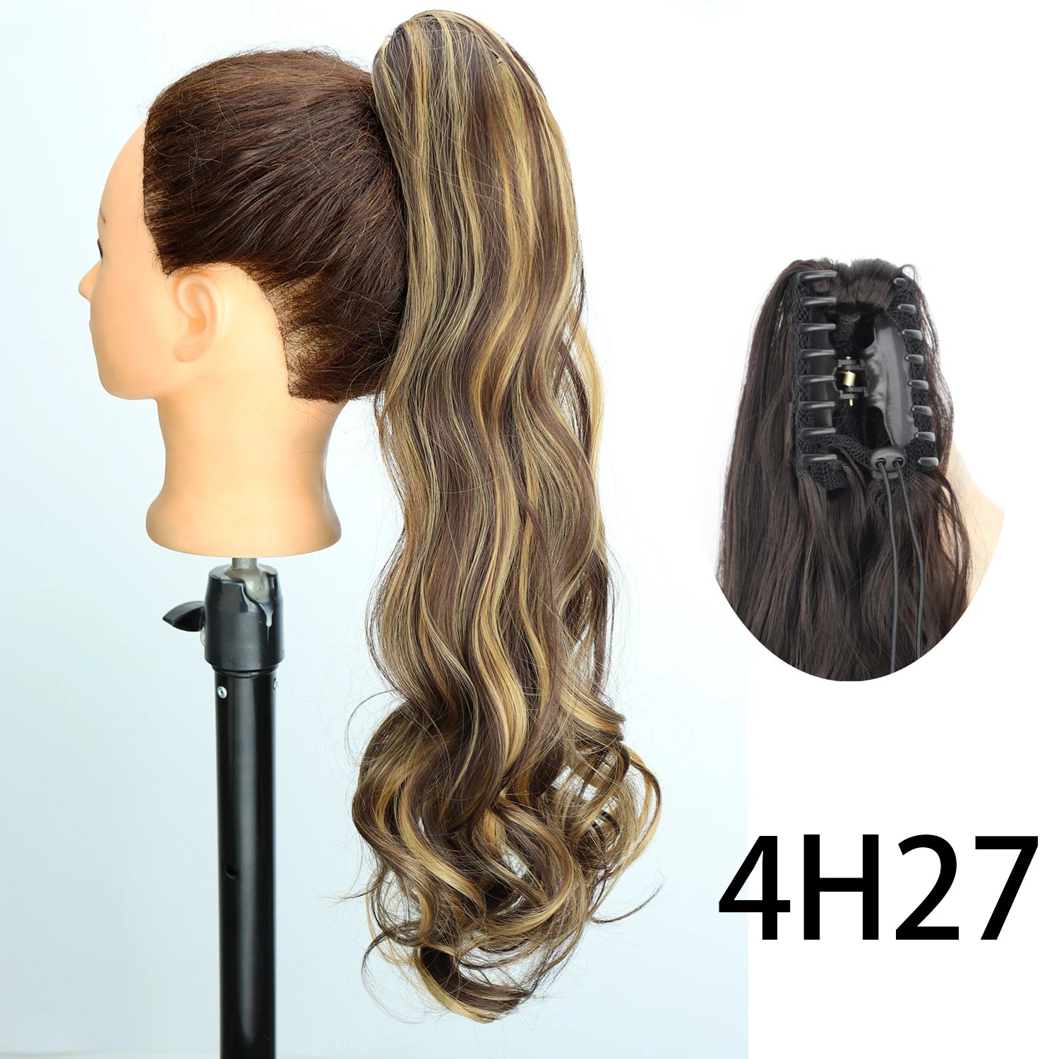 Synthetic 24Inch Wavy Claw Clip On Ponytail Hair Extension Ponytail Extension Hair For Women Pony Tail Hair Hairpiece