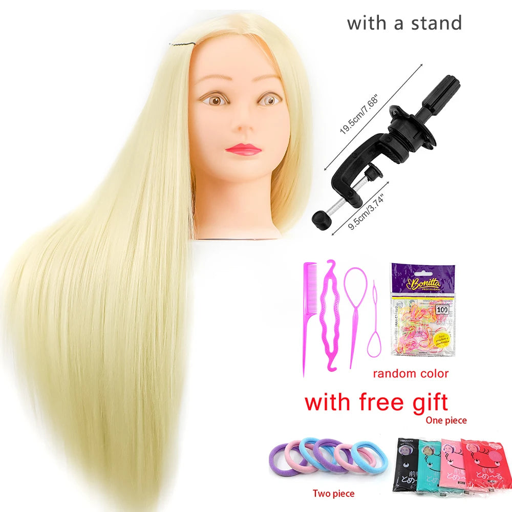 Head Dolls For Hairdressers 65cm Hair Synthetic Mannequin Head Hairstyles Female Mannequin Hairdressing Styling Training Head