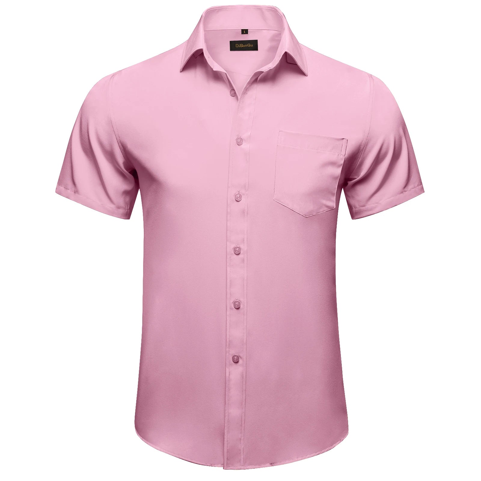 Men Shirts Short Sleeve Cotton Polyester Summer T-shirts Solid Black White Red Business Casual Tops Hawaiian Shirt