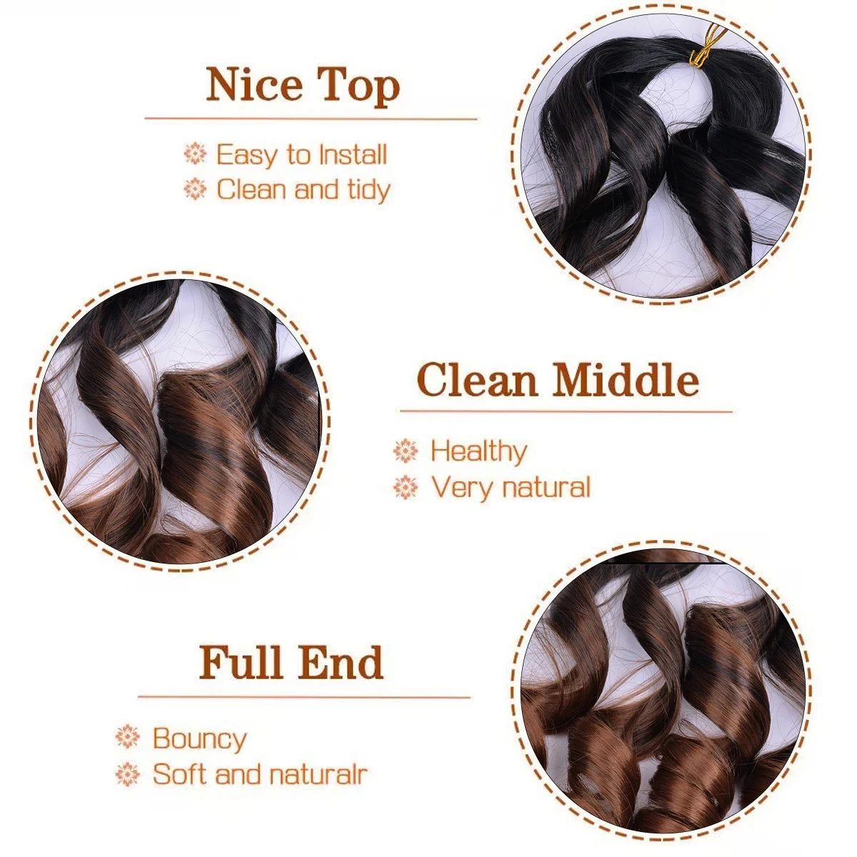 French Curly Crochet Braiding Hair Synthetic Loose Wave Ombre Braids Hair for Women Spiral Curls Pre Stretched Hair Extensions