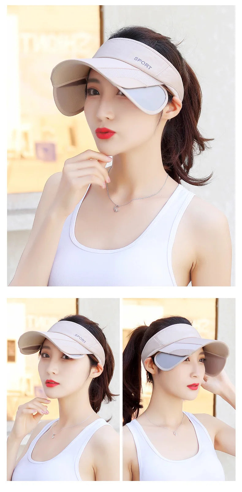 New Summer Outdoor Sport Casual Sports Empty Cap Men's Fishing Widened Pull-Out Brim Sunshade Sun Protection Hat Women