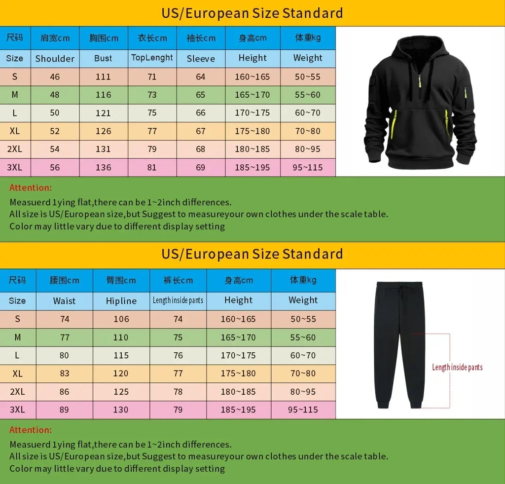 A two-piece outdoor fashion jogging and fitness set for men in autumn and winter, featuring a hooded sweatshirt and casual pants