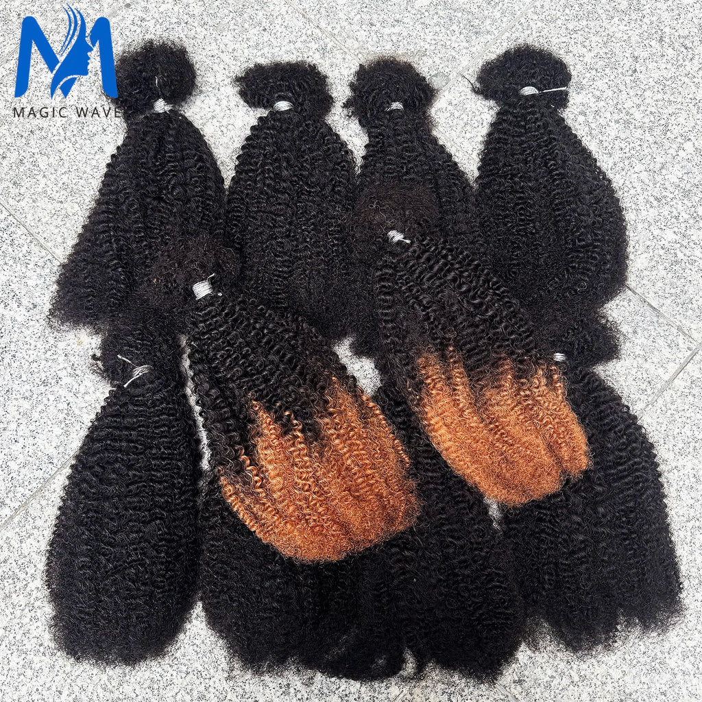 T1B/30 Afro Kinky Curly Human Hair Bulk 30g/Pack 100% Human Hair Soft 4C Afro Kinky Bulk Human Hair for Locs Extensions