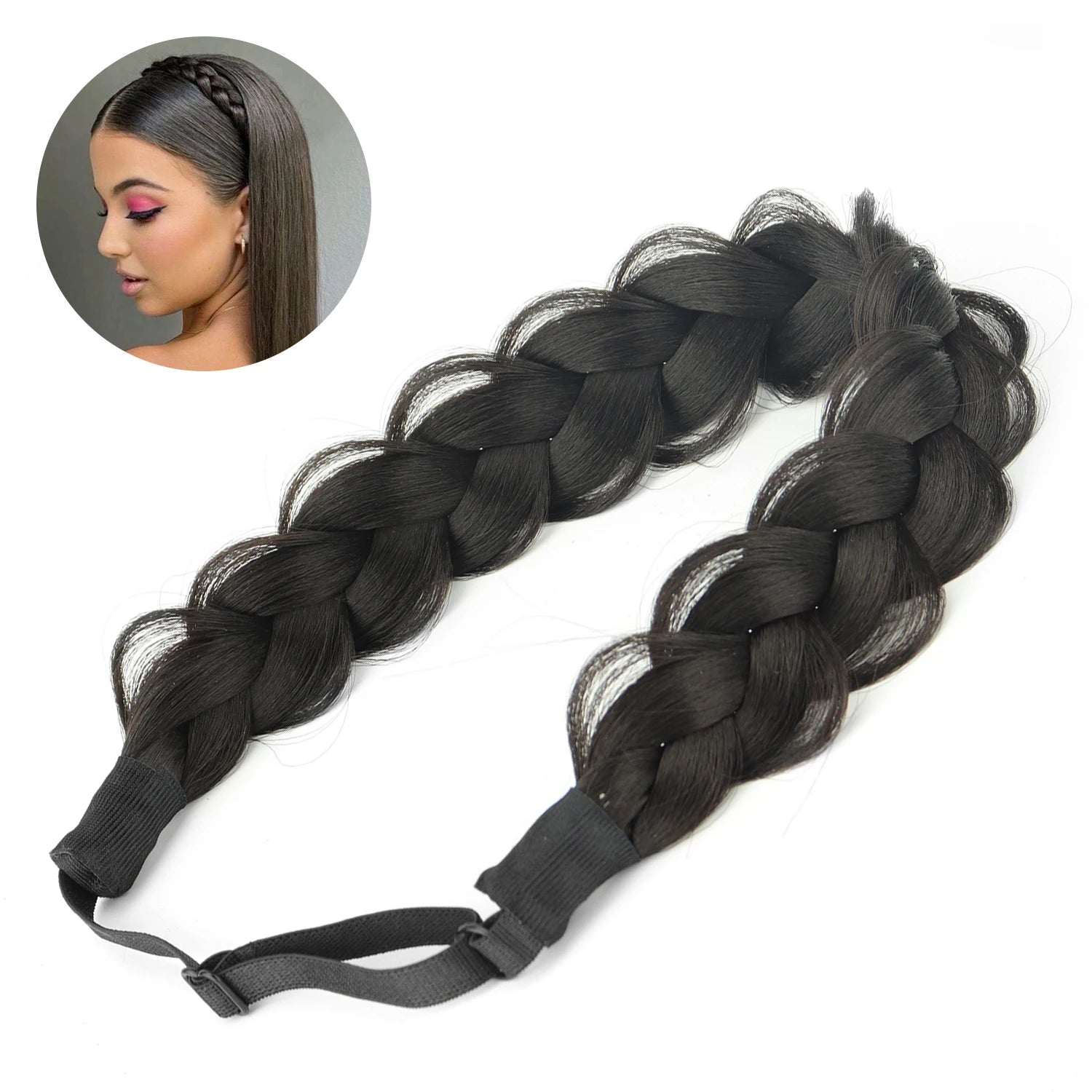 Synthetic Hair Braided Headband with Elastic Band Style for Women Girls Blonde Brown Braided Headwear Hair Scrunchy Headband