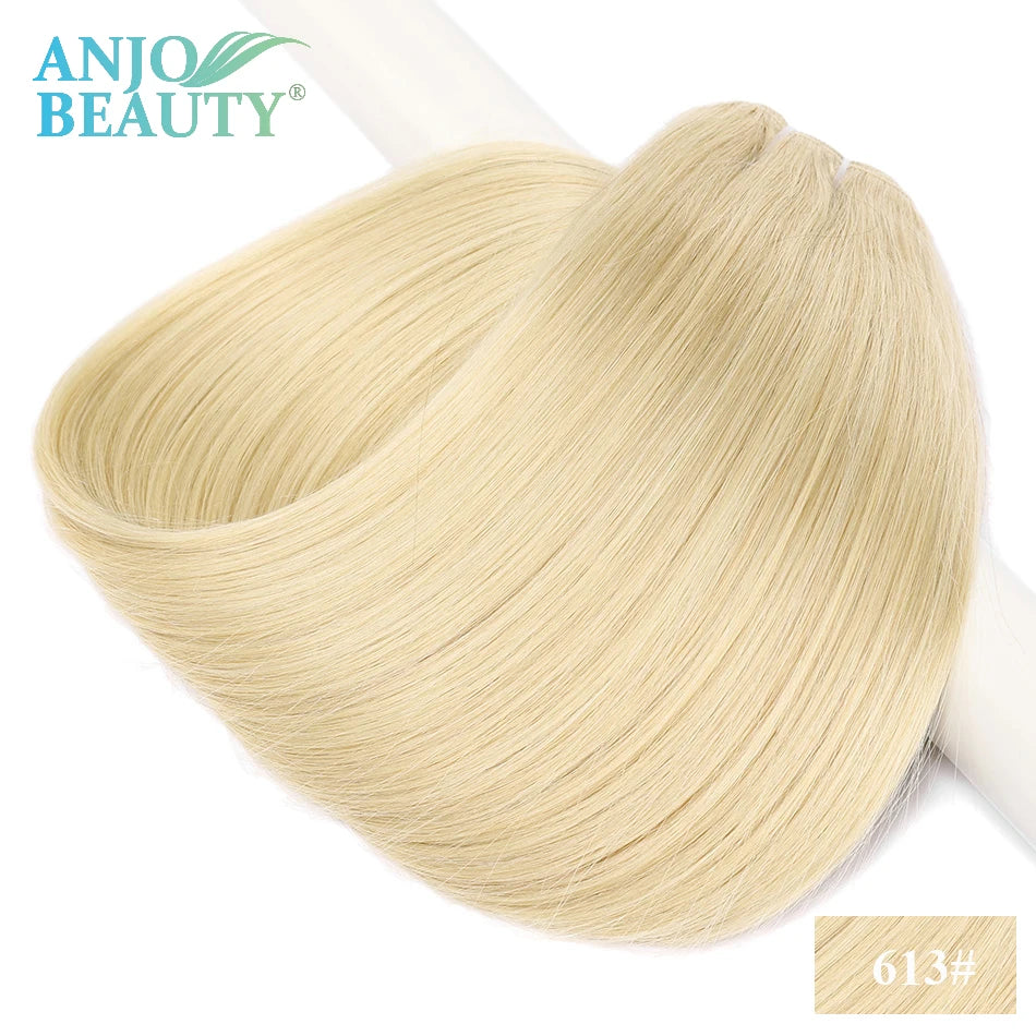Straight Human Hair Weaves Bundles Brazilian Remy Human Hair Sew In Weft Extensions Straight Blonde 100g 16"-28" Natural Hair