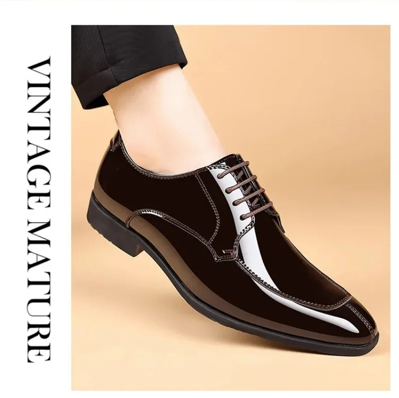 Shoes for Men Fashion Patent Leather Shoes Luxury Pointed Toe Oxford Shoes Men High Quality Business Shoe Designer Wedding Shoe
