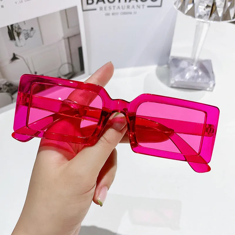 New Small Frame Rectangle Sunglasses Women's Fashion Jelly Color Sun Glasses Women Summer Travel Eyewear UV400 Oculos De Sol
