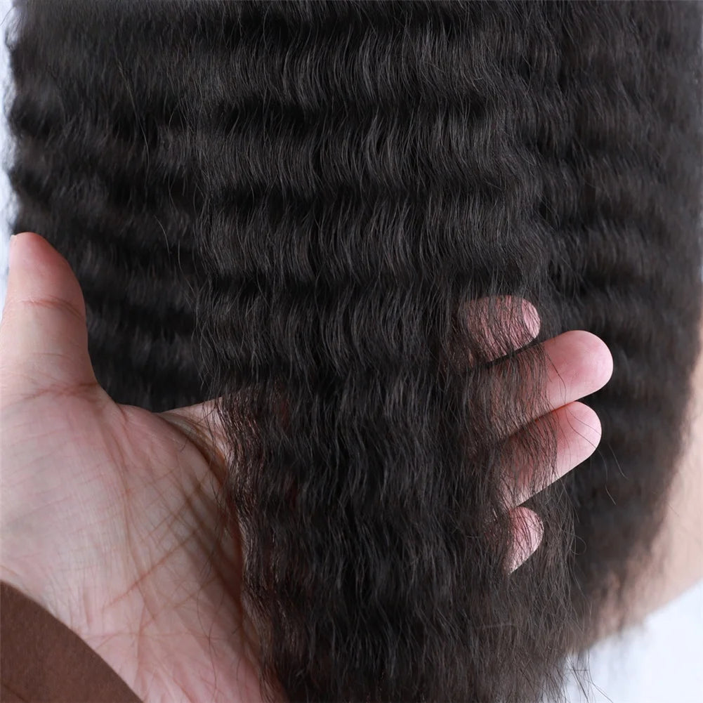 Lydia Short Hairpieces Synthetic 14" Kinky Straight Hair With Plastic Combs Drawstring Ponytail Extension Water Wavy Loose Curly