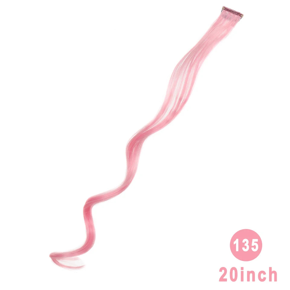 Lupu Synthetic Long Straight Rainbow Highlight Colored Hair Extensions Clip In Fake Hair Pieces For Women Heat Resistant