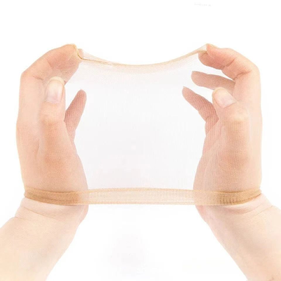 Invisible HD Hair Wig Cap-Soft Breathable Elastic Ultra-thin Stretchy Stocking Cap Beige Skinlike Color for All Sizes,Secure Fit