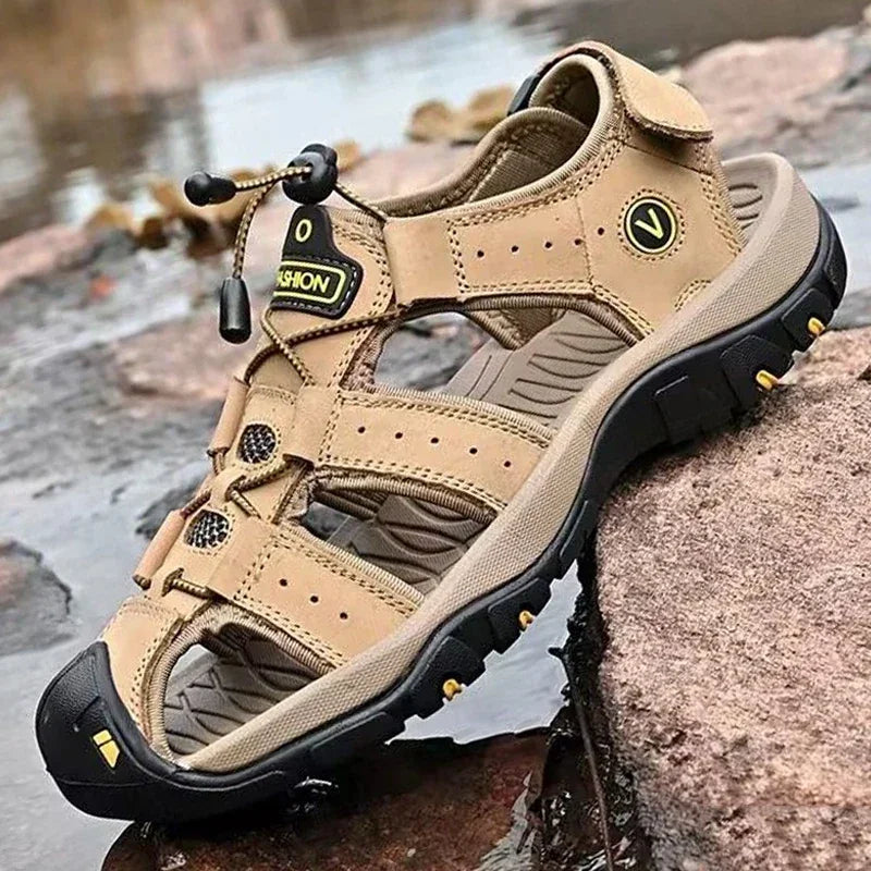 Classic Men's Sandals Summer Genuine Leather Sandals Breathable Men Cow Leather Shoes Men Sandals Soft Outdoor Men Roman Sandals