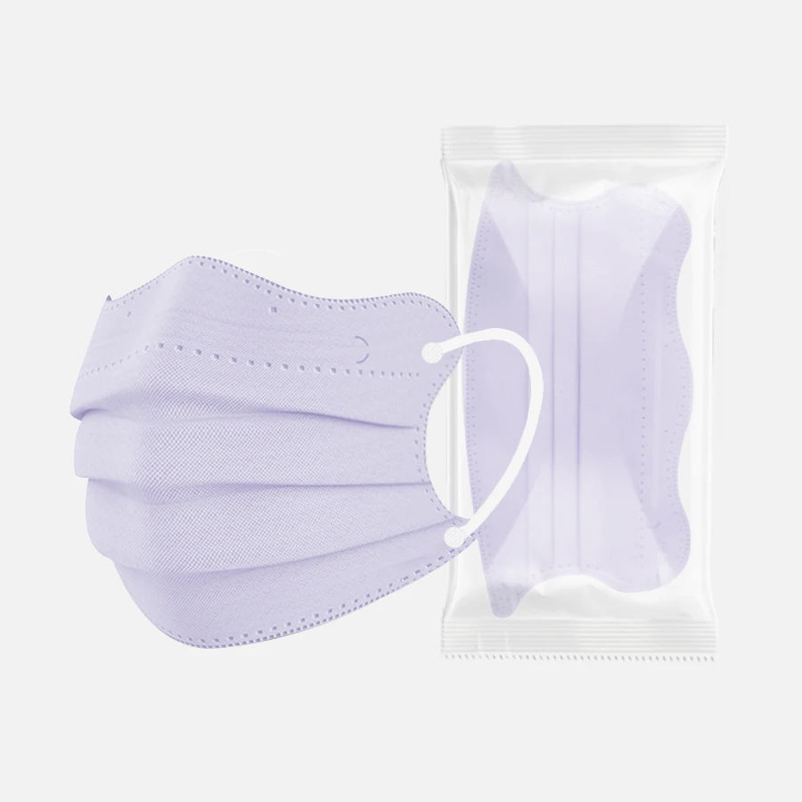 1-100pcs Disposable Face Mask Individually Wrapped 3 Layer Morandi Color Protective Anti Dust Face Cover Fashion Shape Design M