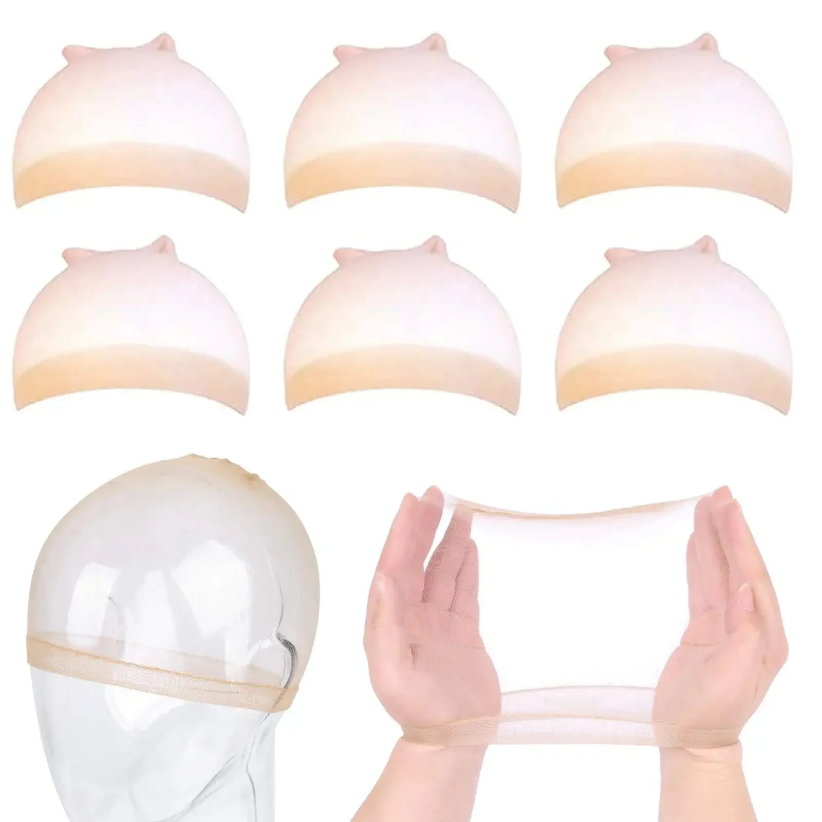 2pcs Set Wig,Hair Net,Compression Cap,Solid Color Wig Cover Cap,Invisible Elasticity,Super Soft Breathable Stretch,Lightweight