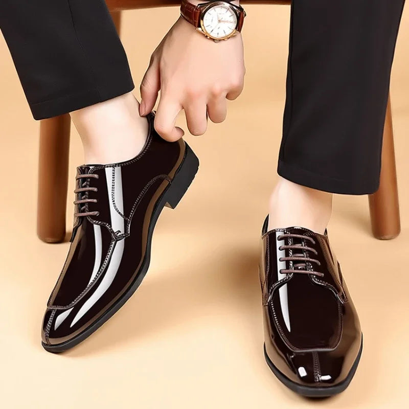 Shoes for Men Fashion Patent Leather Shoes Luxury Pointed Toe Oxford Shoes Men High Quality Business Shoe Designer Wedding Shoe