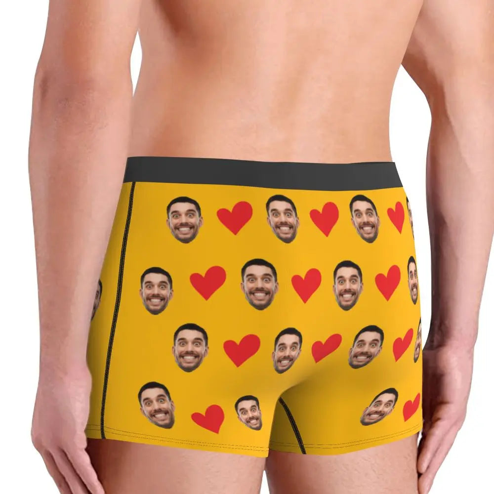 Personalized Face Photo Underwear - Custom Heart Boxer Briefs - Custom Men Briefs - Gift For Husband - Anniversary Gift for Dad