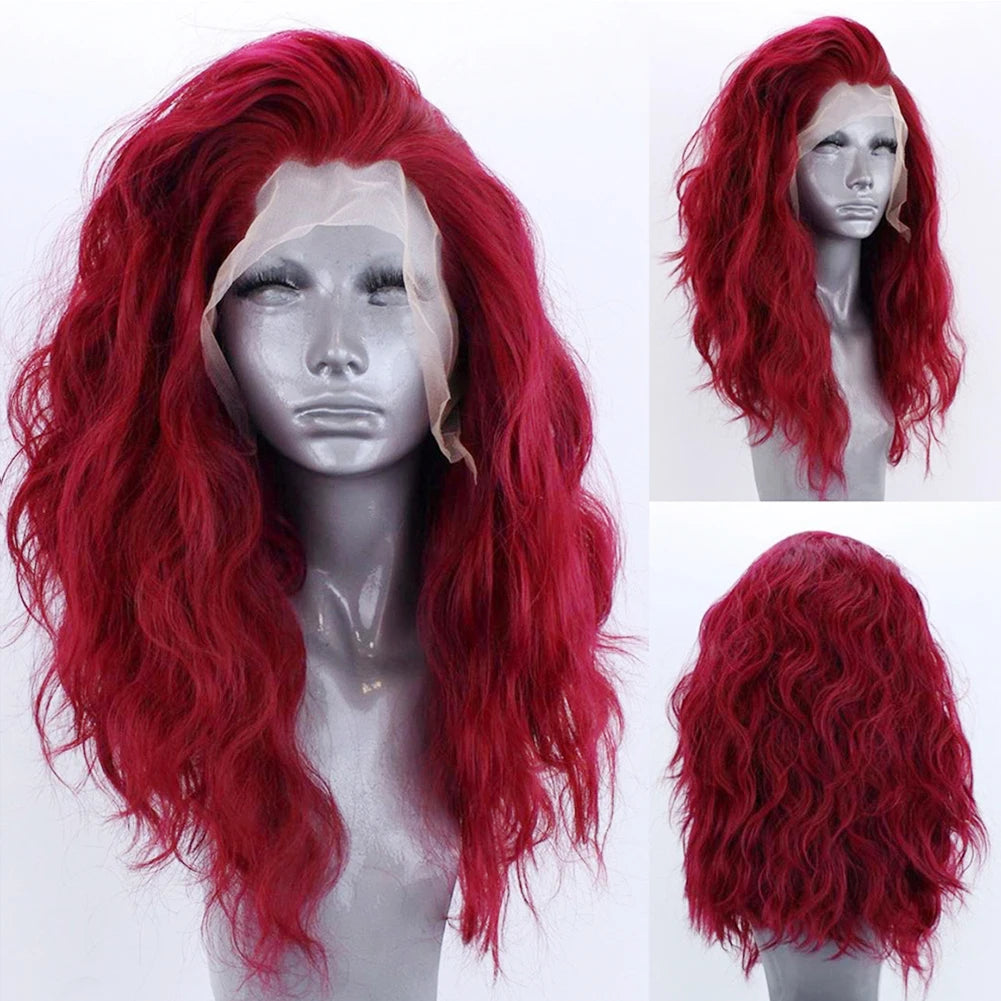 AIMEYA Water Wave Synthetic Lace Wig Natural Looking Lace Front Wigs for Women Free Part Cosplay Party Wig Heat Resistant Wigs