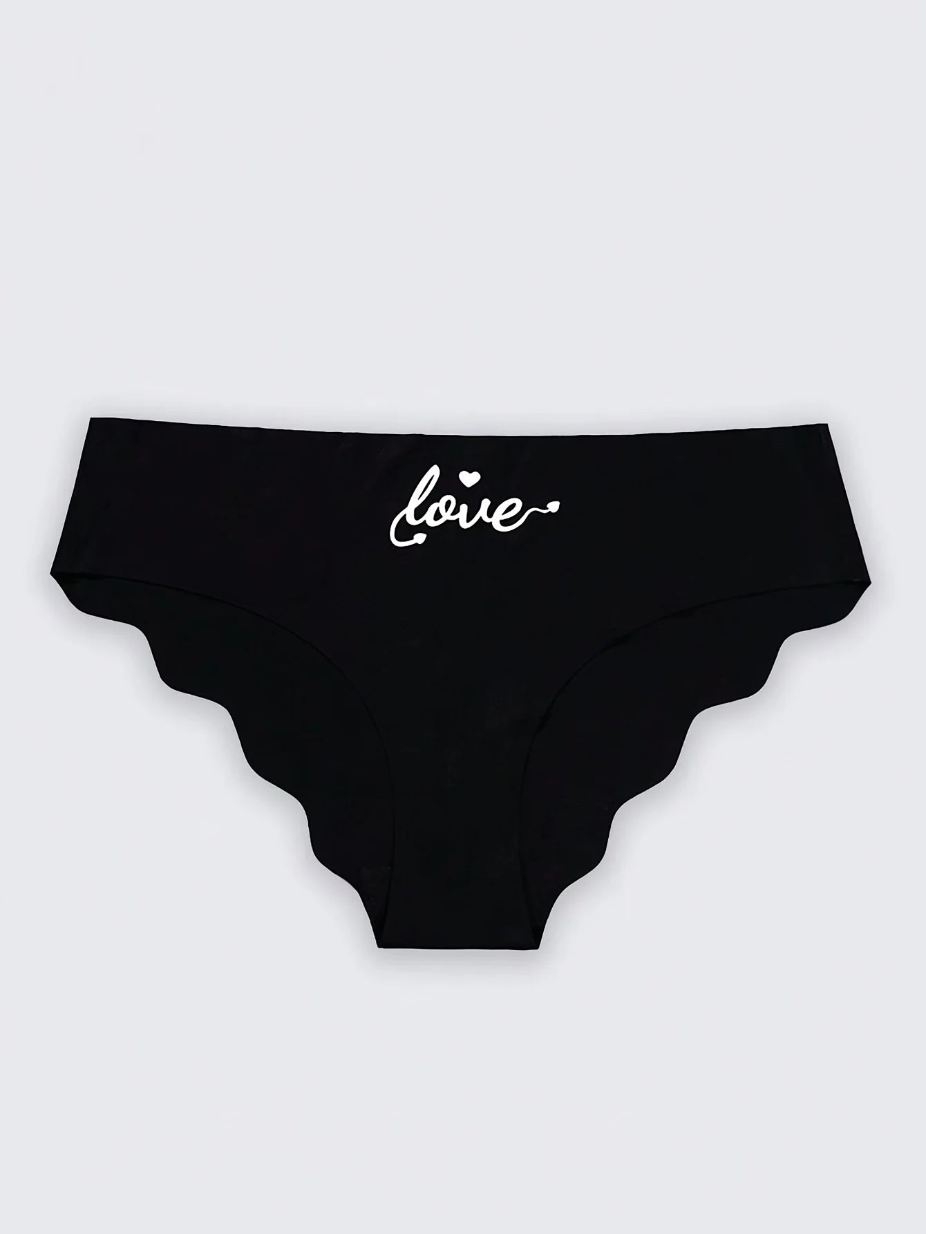 7PCS Black women's panties fashionable heart letter V-shaped sports and fitness triangle briefs mid waist girls' breathable unde