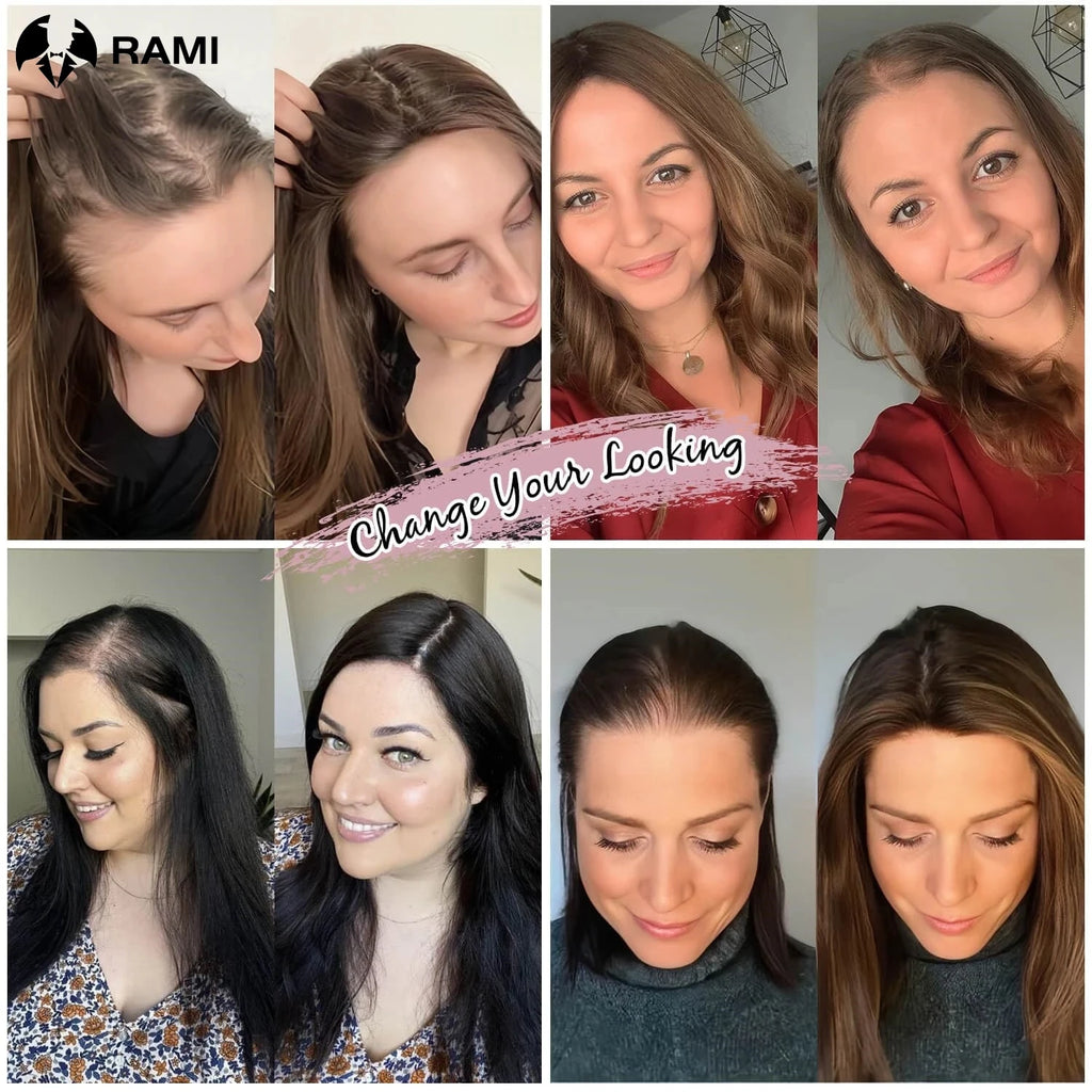 Synthetic Topper Clip In Hair Extensions with Bangs for Women Increase The Amount Of Hair On The Top Of The Head Cover The White