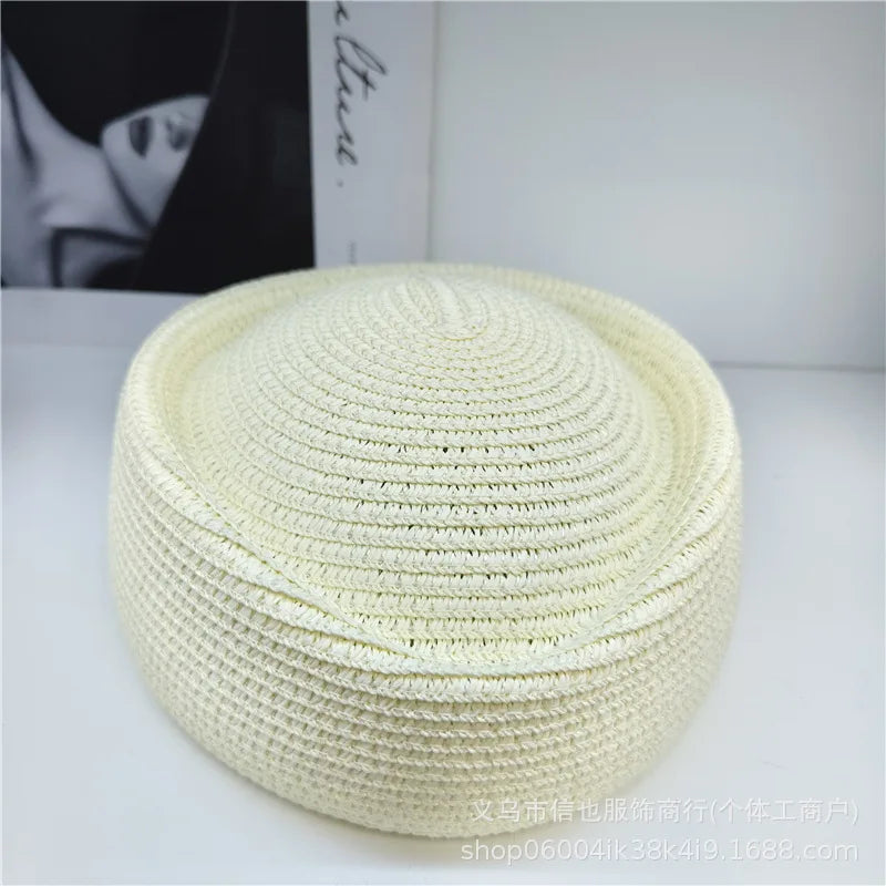 2026 New Summer Straw Fedoras Hats for Women Hostess Fashion Pillbox Hat Millinery Fascinator Designer Beret Hats Painter's Hat