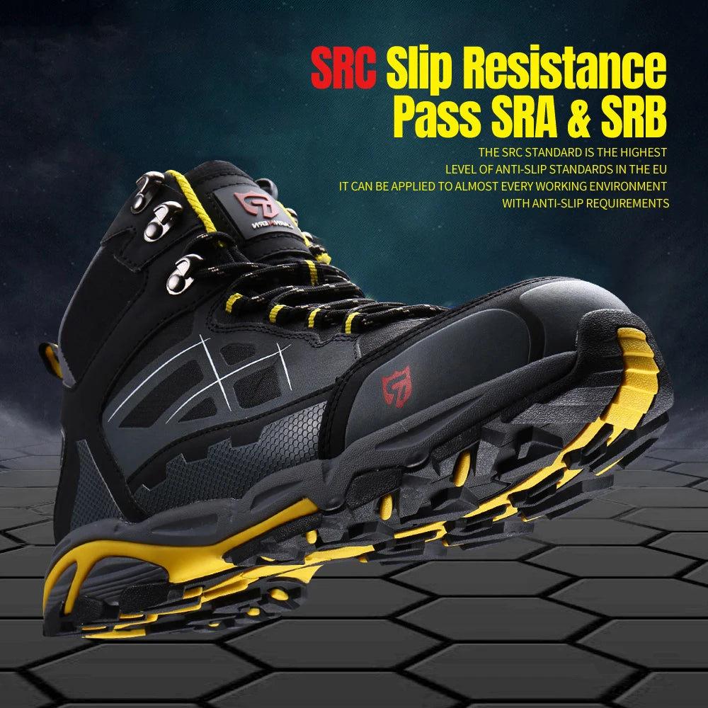 LARNMERN Men's Steel Toe Safety Work Boots shoe Non Slip Shoes for Man Anti-puncture Anti-static Protective Safety Boots