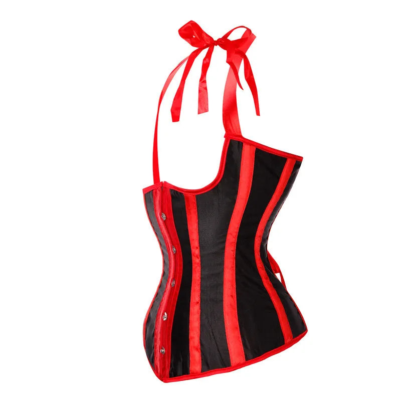 Lady Vest Corsets for Women Satin Halter Tops Straps Underbust Corset Bodyshaper Steampunk Corset Bustier Sexy Cupless Lingerie