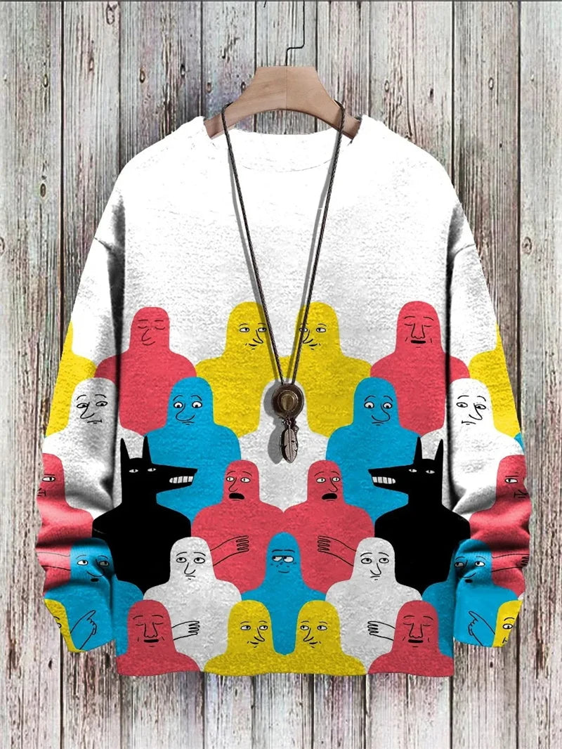Christmas 3d Print Sweater For Men Women Retro Vintage Colorful Unisex Pullover Harajuku Y2K Casual Funny Long Sleeves Men Tops