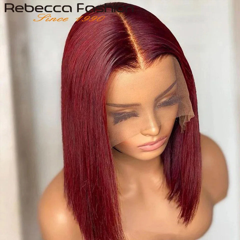 Straight Bob 100% Human Hair Lace Wig For Women Brazilian Remy Hair Middle Part Lace Easy Wear T Part Lace Wigs Clearance Sales