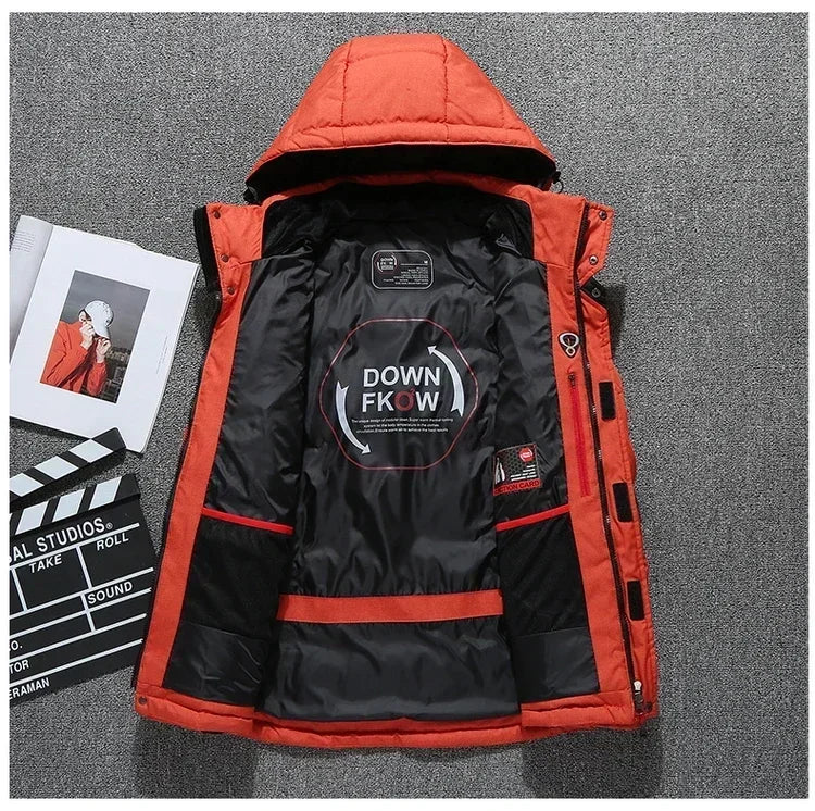 New Windproof Winter Down Jacket Male Warm Hooded White Duck Thick Men's Down Jacket Snow High Quality Parkas Outerwear