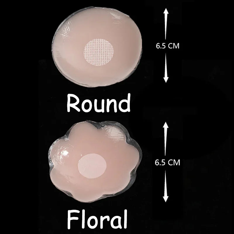 FINETOO 5/6 Pairs Breast Lift Up Tape Sexy Floral Nipple Cover Silicone Invisible Adhesive Stickers Reusable Paste Intimates