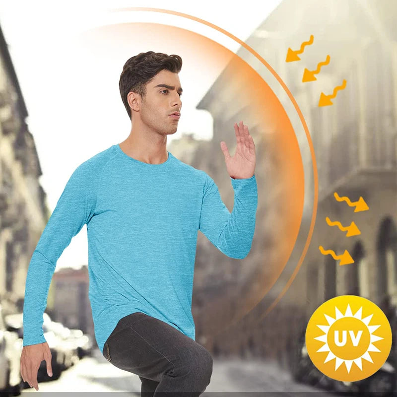 MAGCOMSEN Men's Sun Protection T-shirt Long Sleeve Hiking Fishing Shirts UPF50+ UV Block Spring Summer Casual Tee Workout Shirts