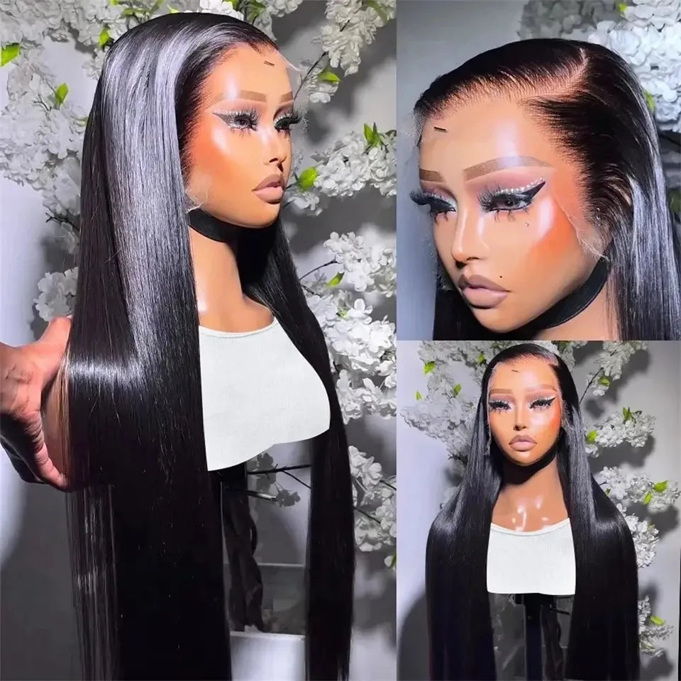 Straight Black Color Soft Synthetic 13X4X1 HD Lace Frontal Wig For Black Women Prepucked Bleach Knots Glueless Wig Daily Party