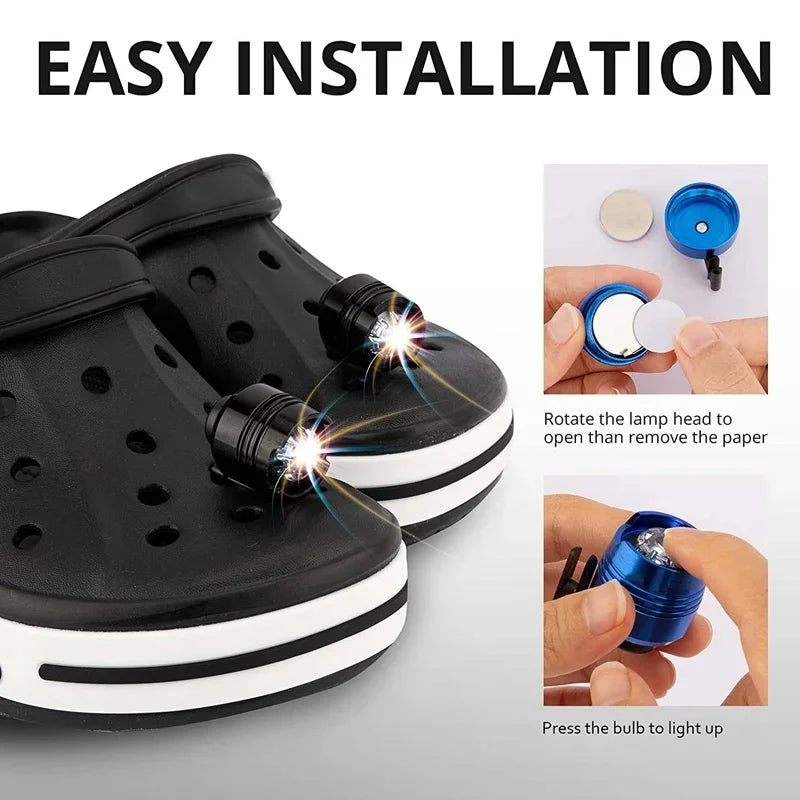 1Pcs NEW Waterproof Shoe Light Outdoor Camping Charms Adult Kids Shoe Decoration Headlights for Accessories