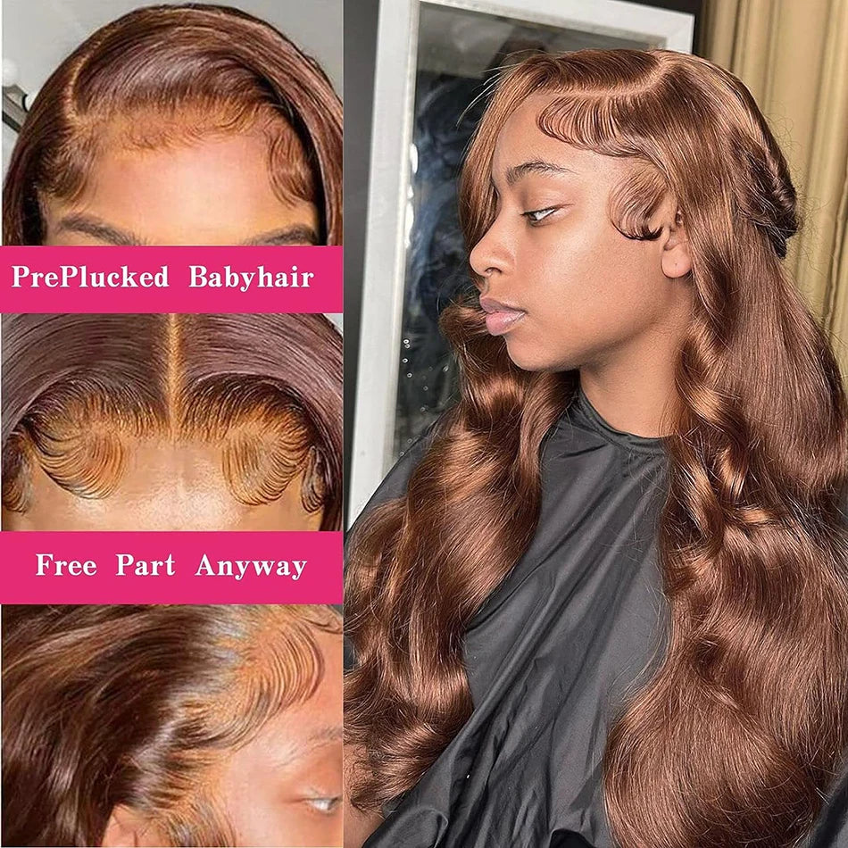 13x4 Brown Lace Front Wig Female Brazilian Body Wave Human Hair Wigs For Women Glueless Chocolate Brown 13x6 Hd Lace Frontal Wig