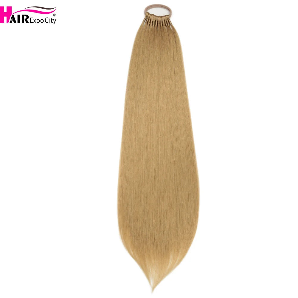 Straight Ponytail With Elastic Band 24"32" Synthetic Hair Ponytail Extensions 12Strands Women's Hairpieces False Tail For Women