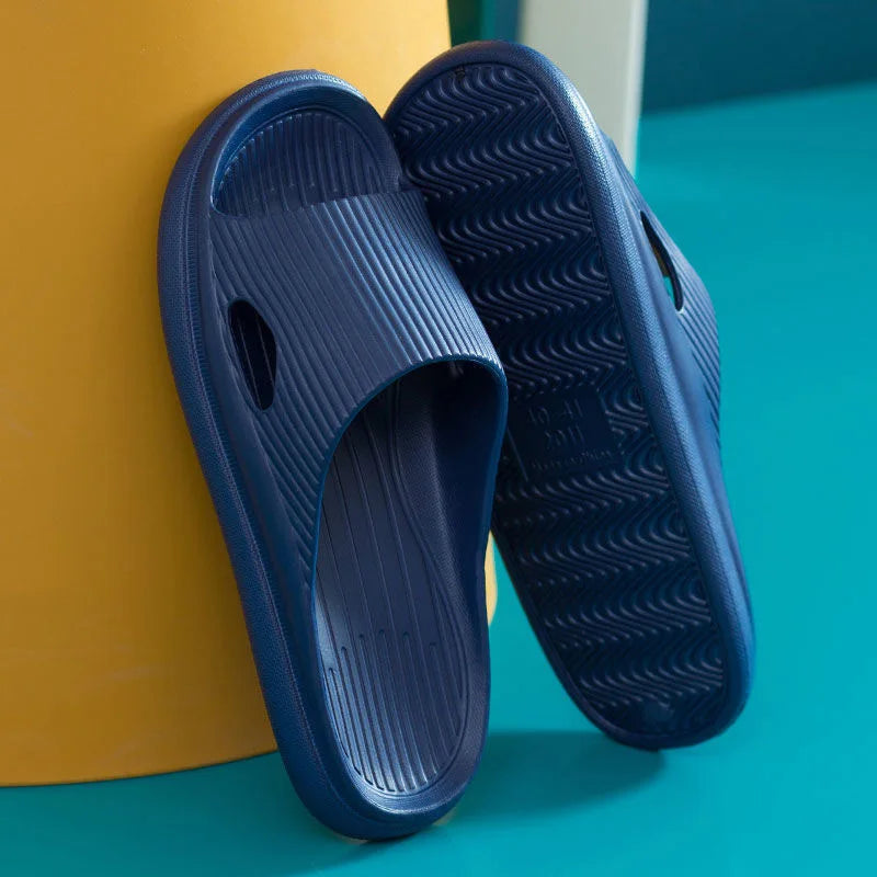 Soft Home Slippers Couples Summer Indoor Non-Slip Bathroom Slippers Solid Sandals Hotel Family Men Women Flip Flops Flat Shoes