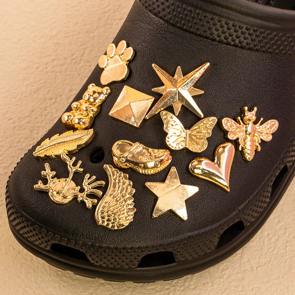 1pcs Golden Metal Shoe Charms Designer Shoe Decorations Luxury Shinning Butterfly Pins for Women Girls Sandal Accessories Buckle