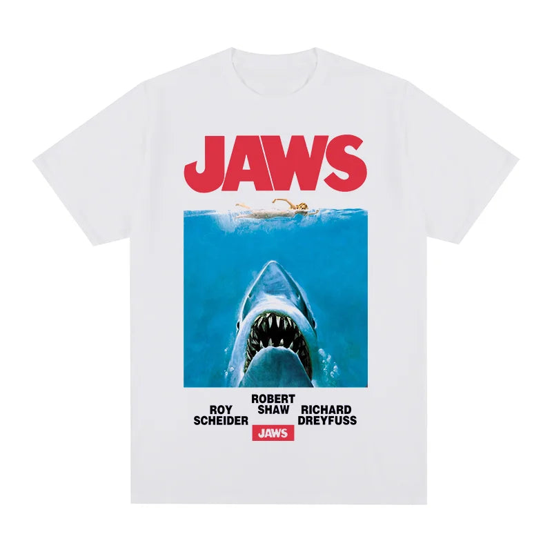 Jaws Movie Vintage T-shirt Gift for Friends Harajuku female clothes Cotton Men T shirt New Tee Tshirt Womens Tops